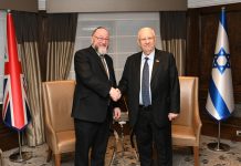 President Rivlin had een ontmoeting met de opperrabbijn van Engeland